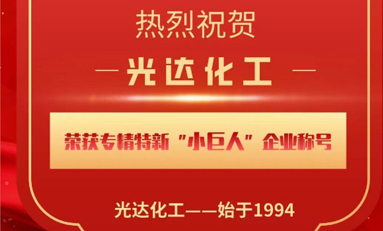 喜報！光達化工榮獲專精特新“小巨人”企業(yè)稱號！